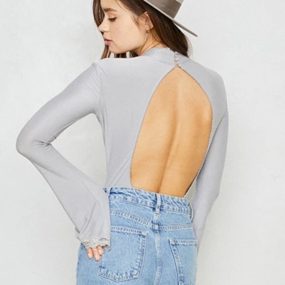 Sexy grey bell sleeve WeAreHAH Long Sleeve Bodysuit
